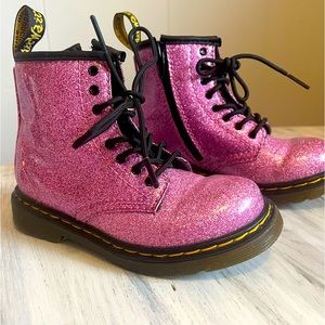 Dr Martens pink glitter boots. Size little girl 8